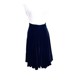 Jasper Conran Vintage Velvet Silk Skirt 12 Black Flare Luxury Marshall Fields